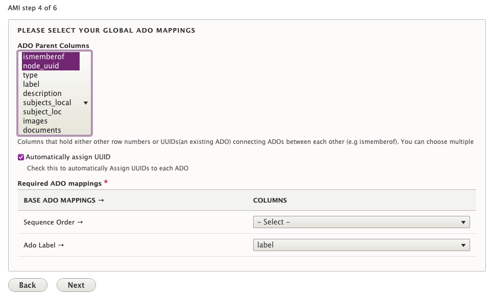 AMI Step 4 Global ADO Mappings