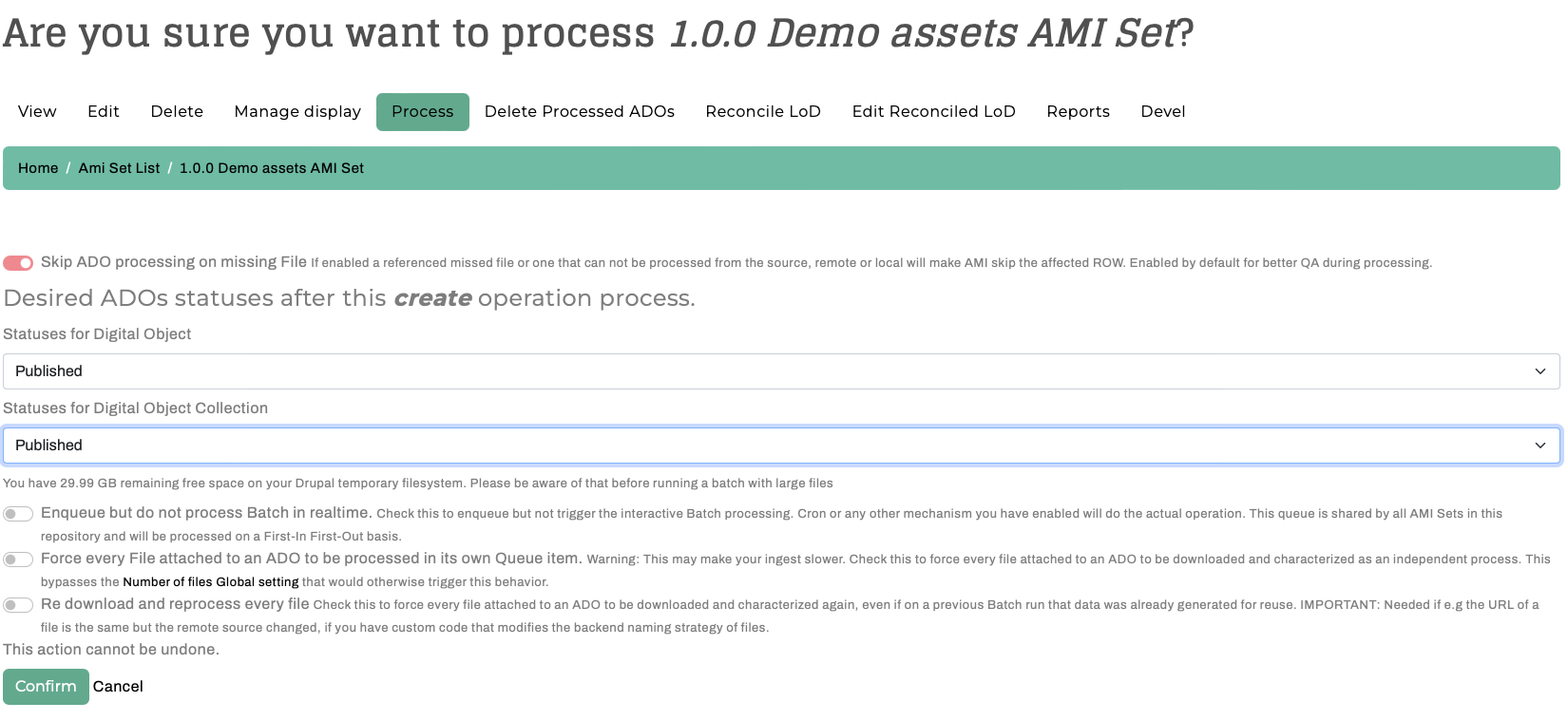 AMI Admin Set Process