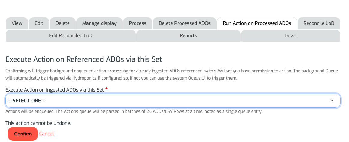 AMI Sets Run Action on Processed ADOS