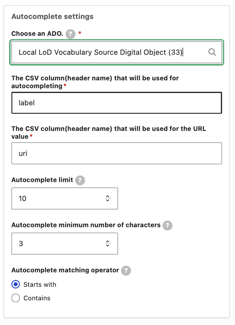 Webform LoD from CSV Autocomplete Settings